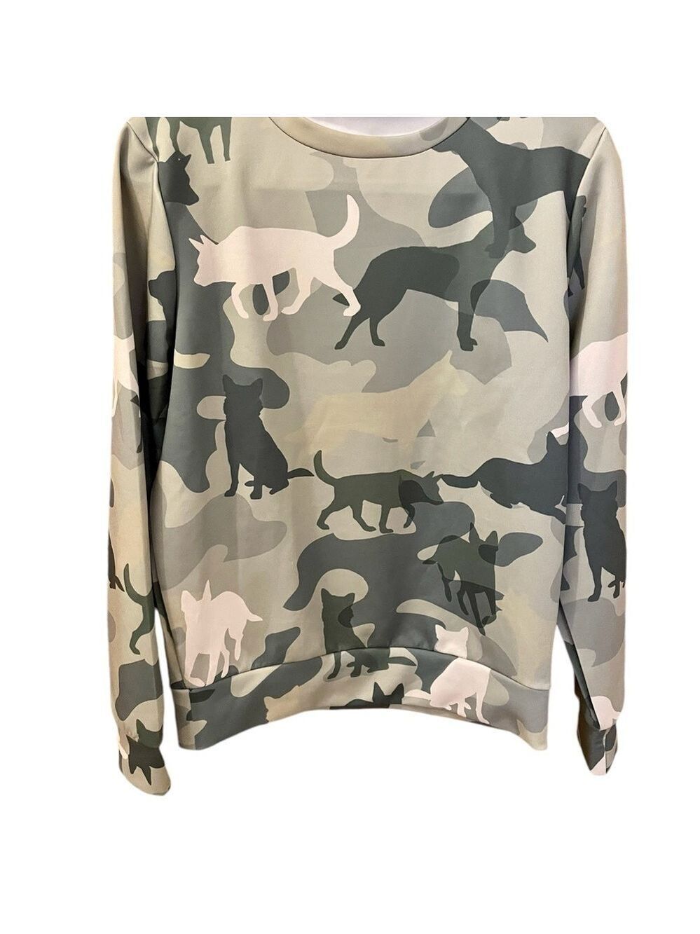 Camouflage German Shepard CrewNeck Long-Sleeved Top, Customized Sweat Shirt